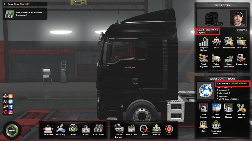 %100 Full Save Game 1.3x.x - ETS2 mods | Euro truck simulator 2 mods